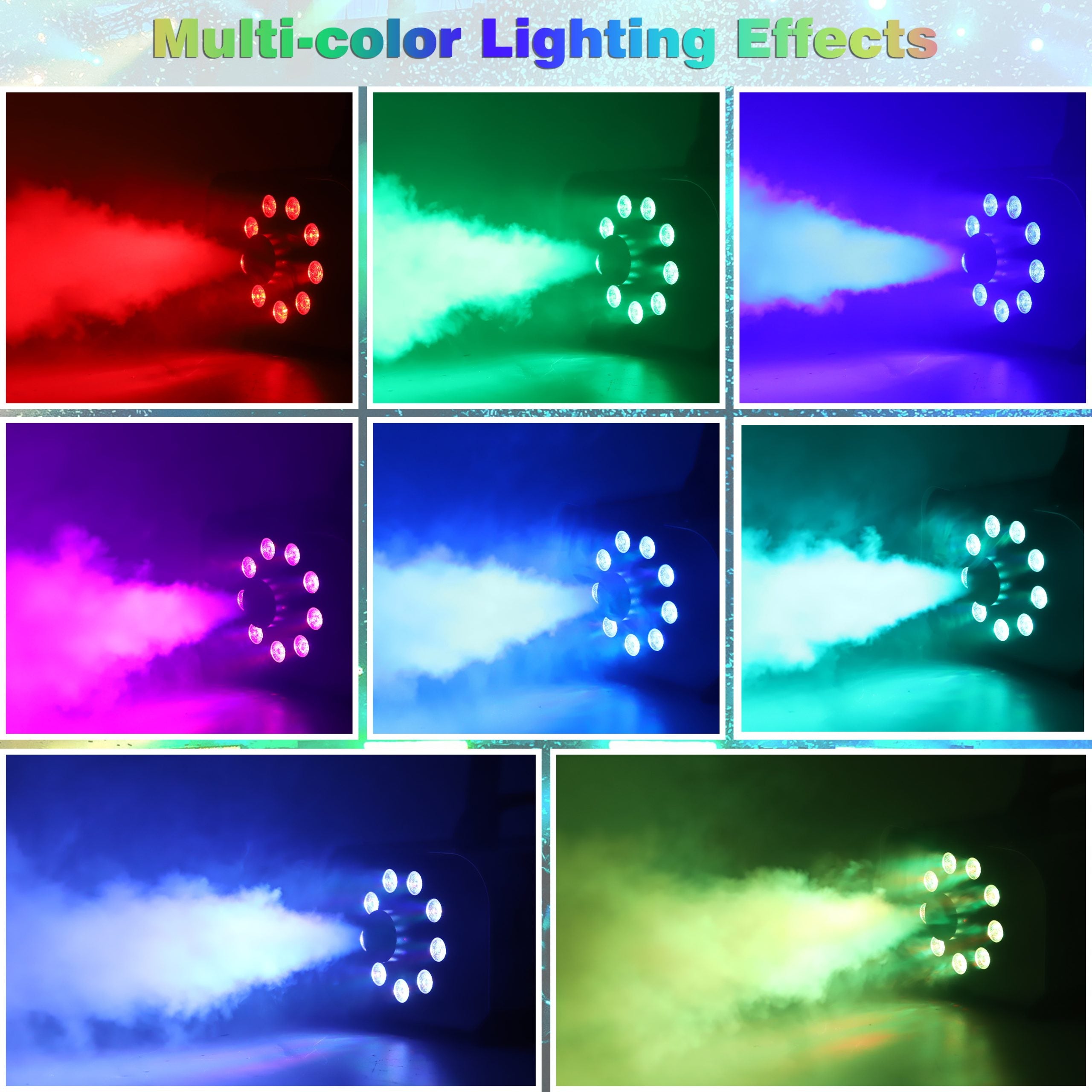 3PCS 1200W Fog Machine Remote RGB 3in1 LED Colorful Spray Equipment Smoke Machine
