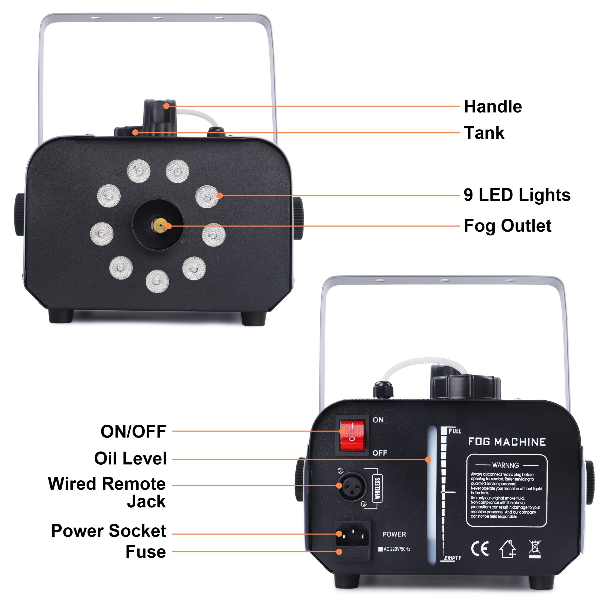 3PCS 1200W Fog Machine Remote RGB 3in1 LED Colorful Spray Equipment Smoke Machine