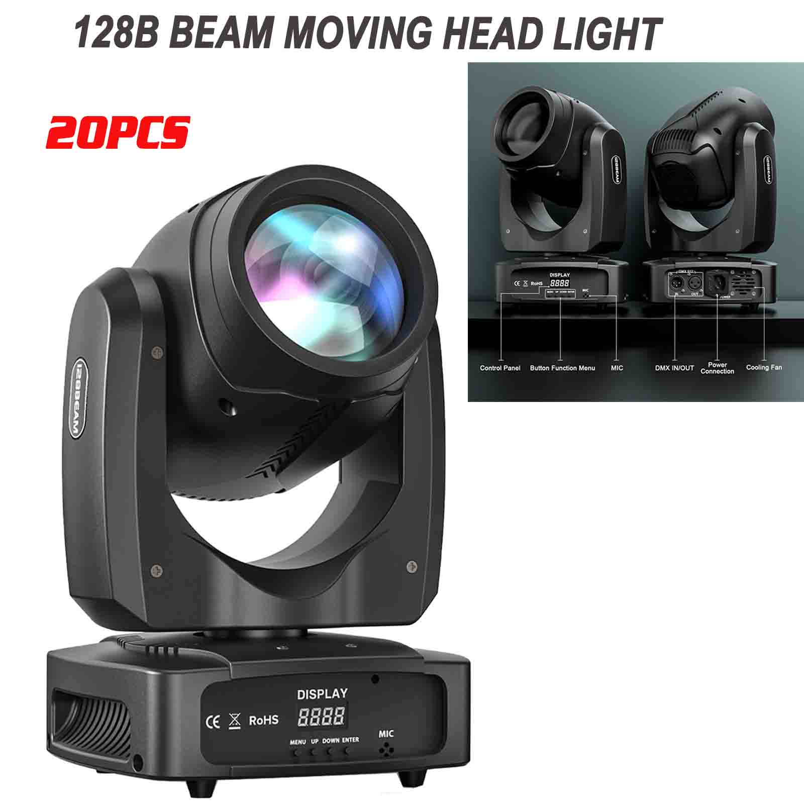 200W 18Prism Moving Head Lights 7Gobo RGBW LED DMX DJ Disco Show Stage Lights