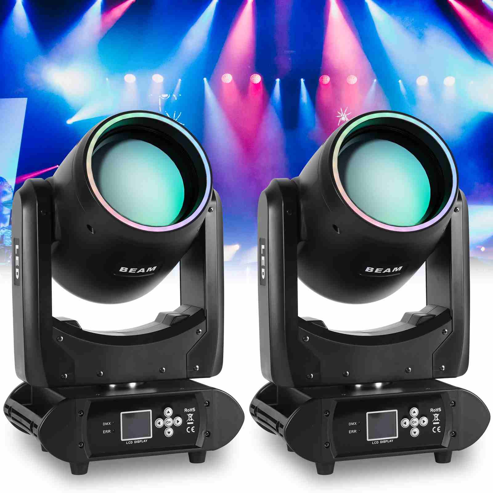 Lumières de Scène - JAJALUYA Aurora 300 - DJ LYRE pour Disco Danse Fête Bar Spectacle- Pack de 2