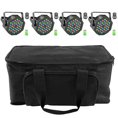 1x ZQ01104X4B(4 Pack LEDs Par Lights Battery RGB Stage Par Light with Bag)