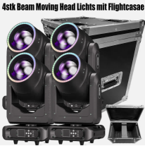 4x 230W LED Moving Head mit Flightcase RGBW Wash Zoom DMX DJ Bühnenlicht Party