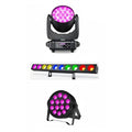 4pcs 19x15W Zoom Moving Head Wash+10pcs 200W Wall Washer Licht Bar RGBW COB +44 pcs RGBW 140W 14 LED Par