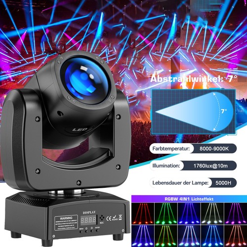4stk 150W LED Beam Moving Head Bühnenlicht RGBW Spot DMX512 DJ Disco Partylicht Show