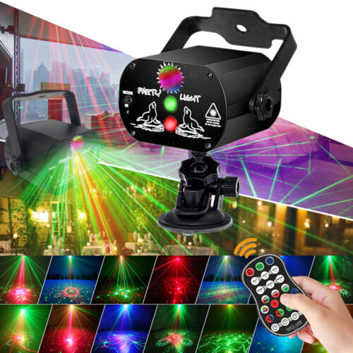 32stk RGB LED Laser Projektor DJ Partylicht Musikgesteuert 480Muster Disco Lichteffekt