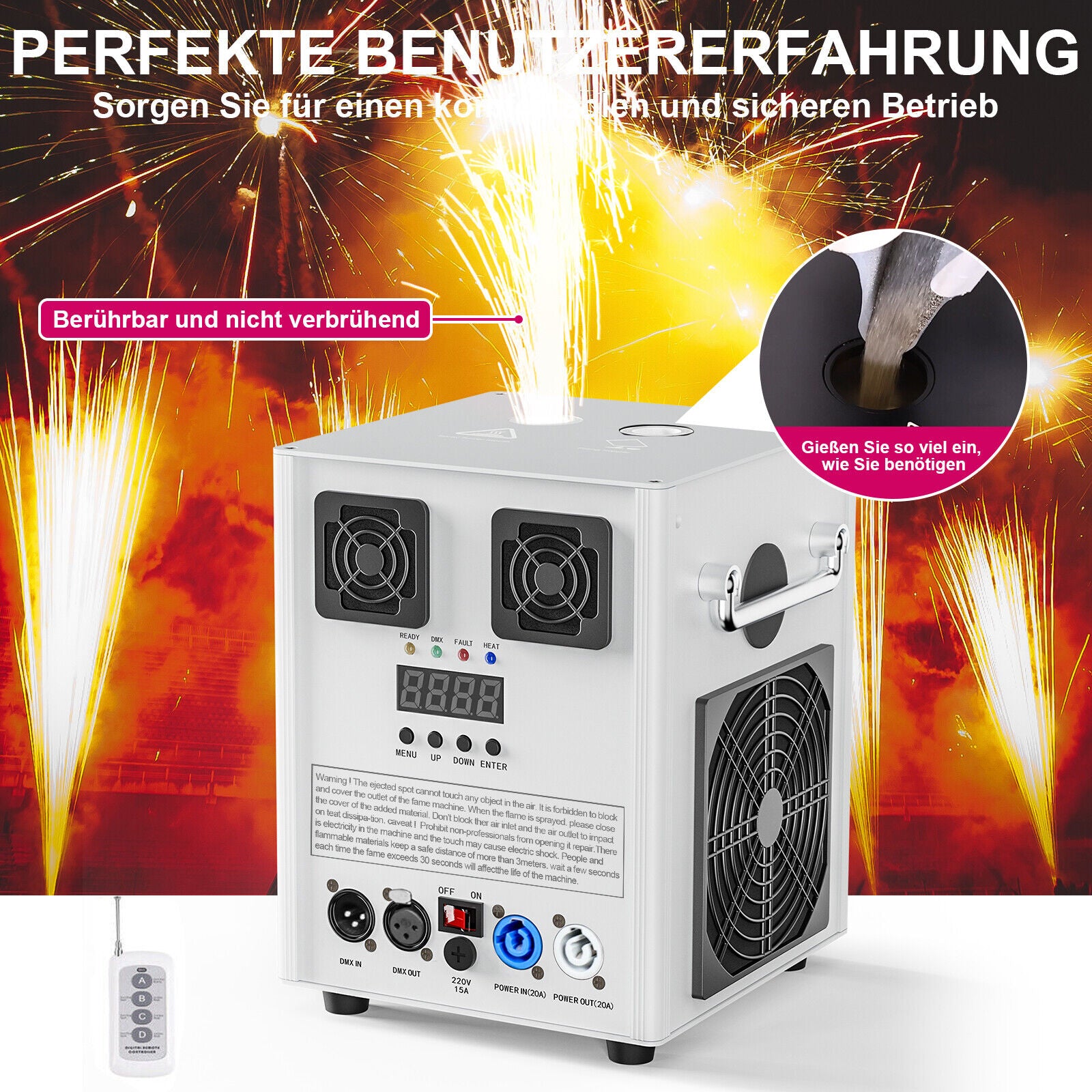 6 Stück Sparkular Funkenmaschine Cold Spark Machine DMX DJ Party Weiß