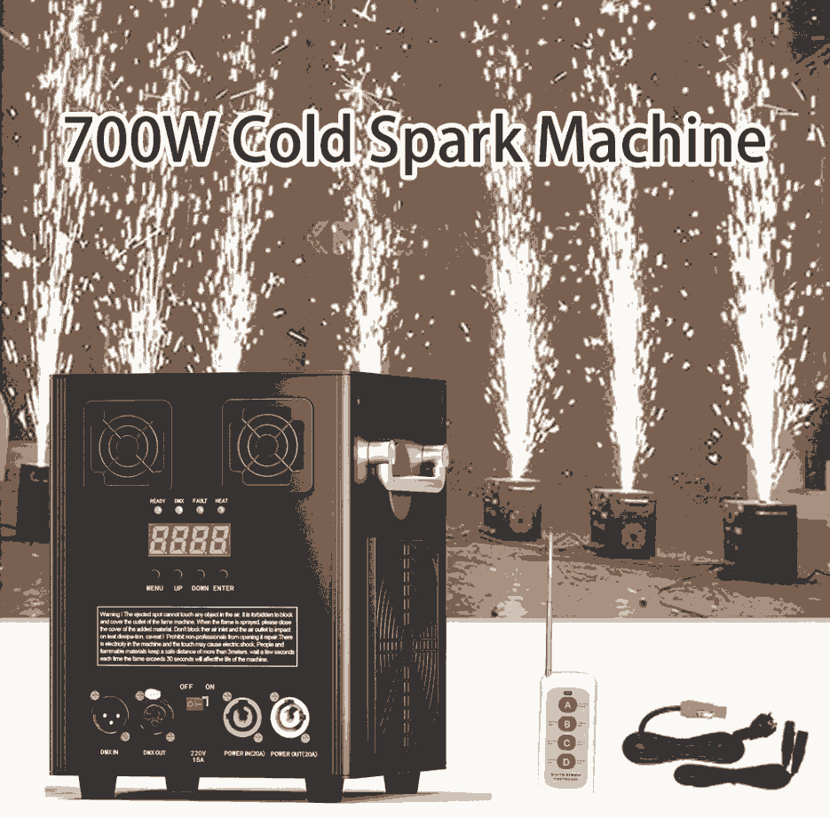 4pcs 700W Sparkular Funkenmaschine Feuerwerk DMX Cold Spark Machine große Show Party+ 20pcs Titan Pulver Granulat