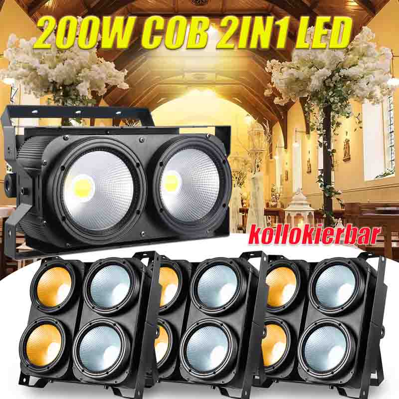 6x 200W COB LED Par Strahler Kalt/Warmweiß DMX Spleißbar Scheinwerfer Theater Audience Blinder