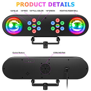 Mini Stage Lights Bracket Effect Lights w/ Sound Control & Remote Control for DJ Shows Concerts Parties Bars KTV Ballroom