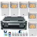 18PCS Wireless Stage Par Light Battery Uplight 6x18W 6in1 RGBWA UV Uplighting +3pcs rechargeable Flight Case