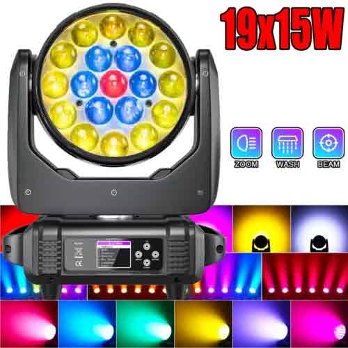 2stk 19X15W LED Zoom Beam Wash Moving Head+6Stk Flightcase(2in1)