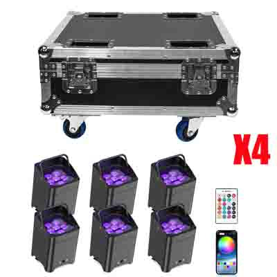24pcs Wireless Stage Par Light Battery Uplight 6x18W RGBWA UV Rechargeable w/4 Case