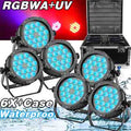 6X Waterproof 270W RGBWA UV 18LED Par Light DMX Stage DJ Wash Spot Light W/Case