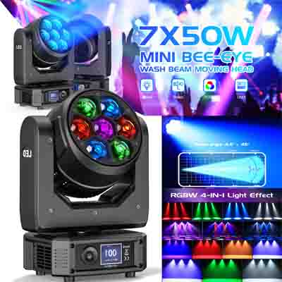 8PCS 7LED 350W Moving Head Lights DMX Bee Eyes Strobe Wash Disco Stage Lighting