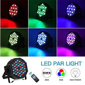 PAR Light 36LEDs RGB with Wireless Remote Sound Activated DMX Control for DJ Party Stage Effect Lighting