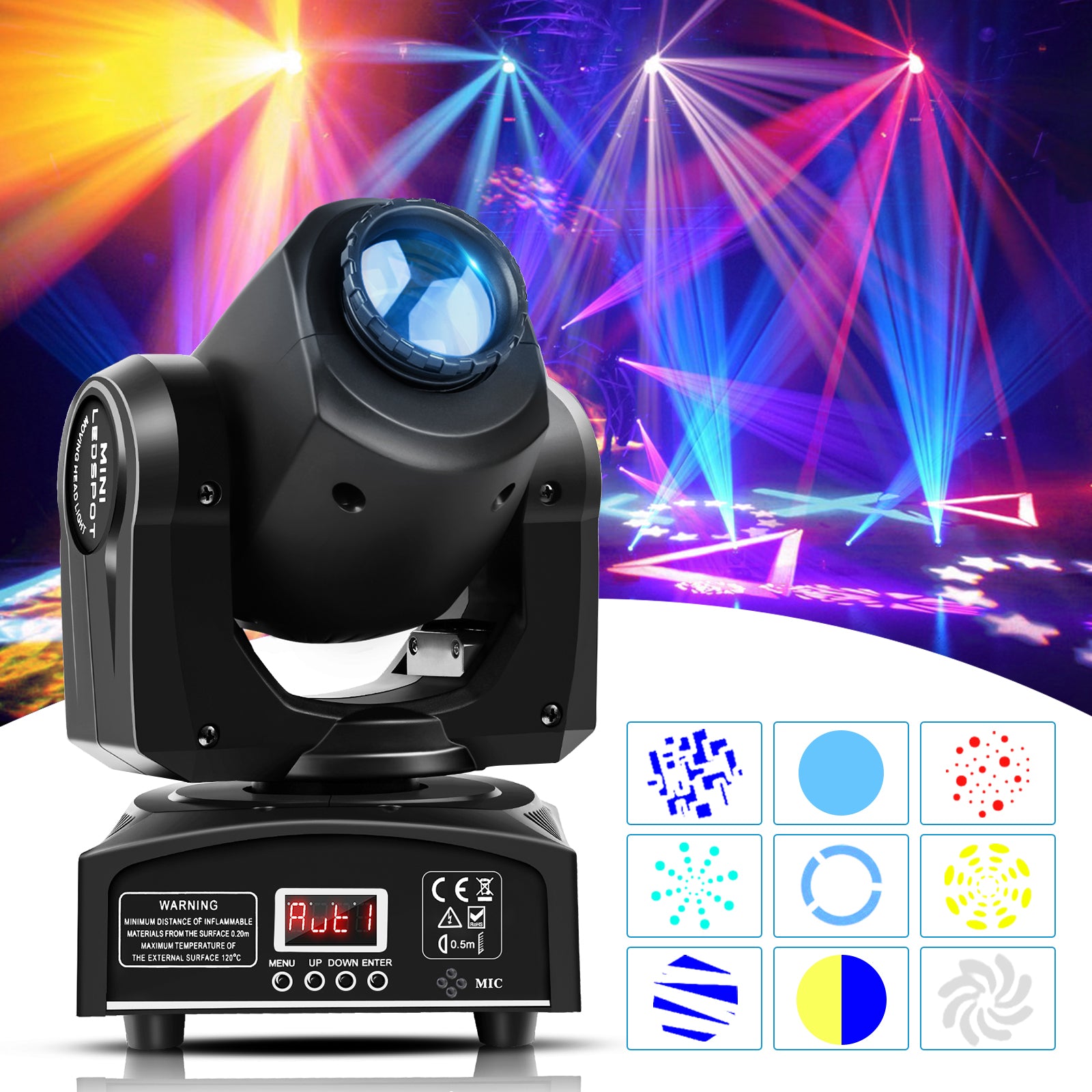 12Pcs New Professional 90W RGBW Gobos Spot LED Stage Light Moving Head DMX Disco DJ Party Light Christmas