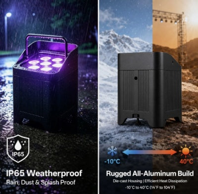 2PCS LED 7x20W RGBWA+UV Par Light Battery Power Waterproof Outdoor Wash Uplights