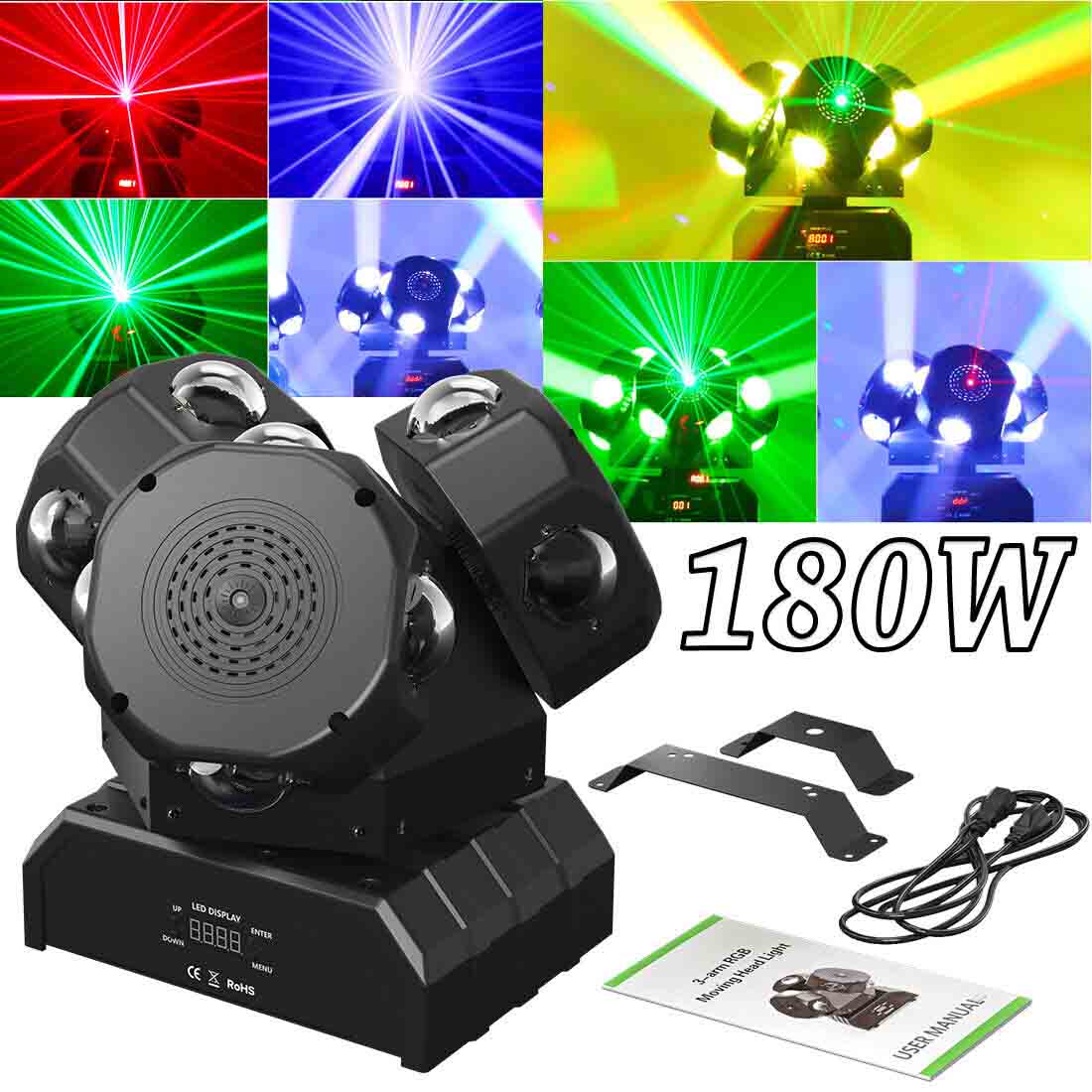 180W Laser Moving Head RGBW LED Strobe Beam DJ Stage Light DMX Disco Party Show