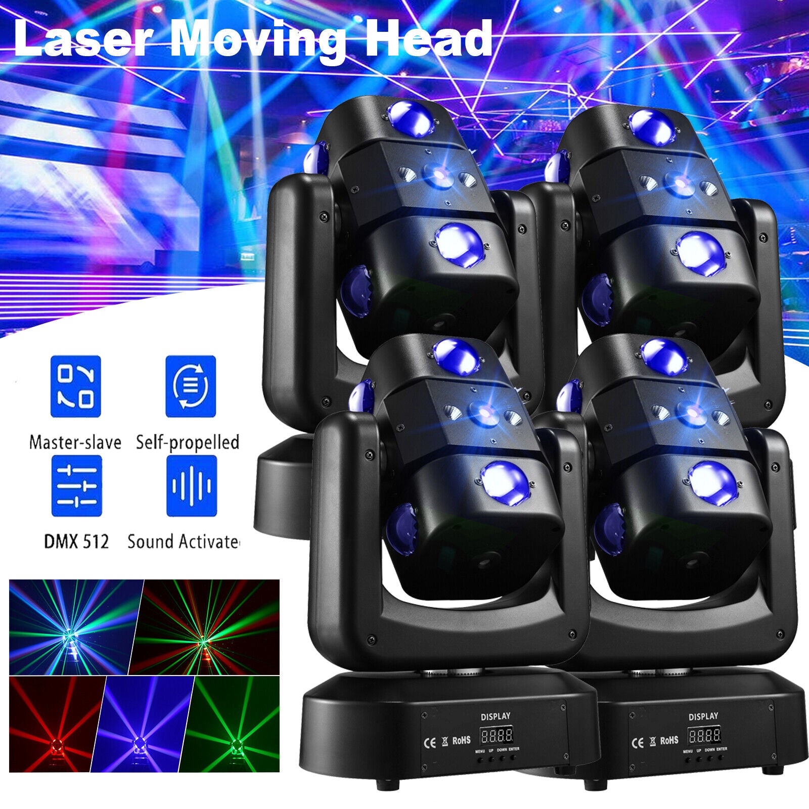 8x 180W Laser Moving Head RGBW LED Strobe Beam DJ Bühnenlicht DMX Disco Party Show