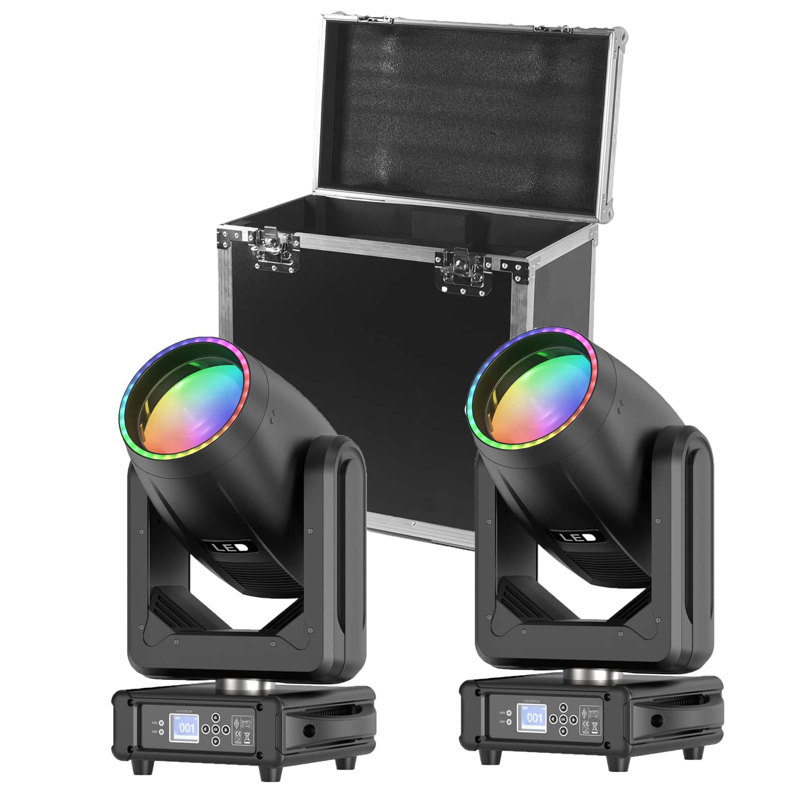 10stk 250W Zoom LED Wash Moving Head Strahler DMX 48 Prisma Bühnenlicht Partylicht Mit 5stk Flight Case