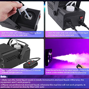Fog Machine 5 LED RGB Lighting Smoke Machine with Remote Control Black for DJ Concert Party Club