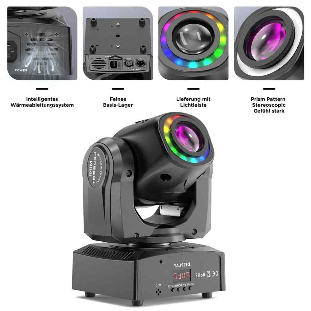 4x 120W LED 8 Gobo Beam Moving Head RGBW DMX DJ Disco Spot Scheinwerfer Bühnenlicht