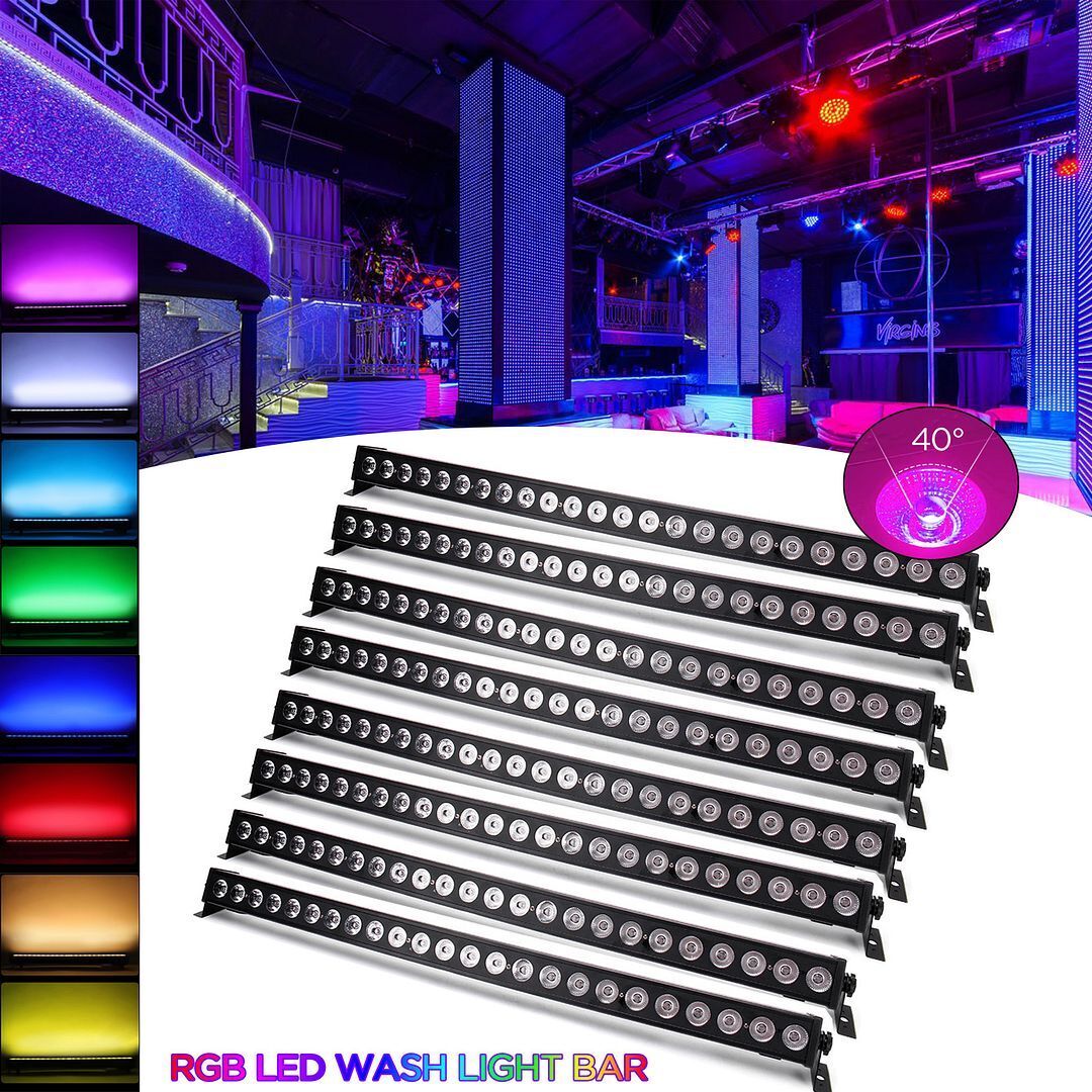 8Stk 72W Wallwasher Licht 24 LED RGBW DMX DJ Bar Bühnenlicht Partylicht