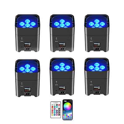 6PCS 108W 6 LED Wiederaufladbares Par Light