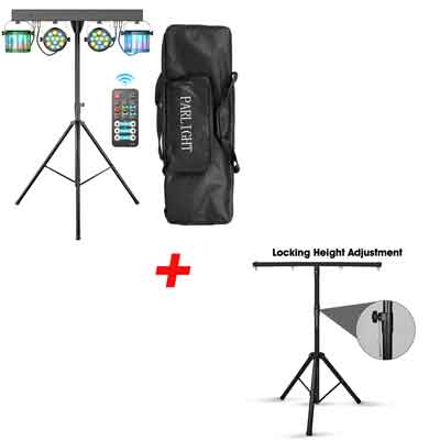 1x Bühnenbeleuchtung set mit Stativ 2x LED PAR & 2x Derby DJ Lichteffekt Partylicht+1x Stand Lichtstativ