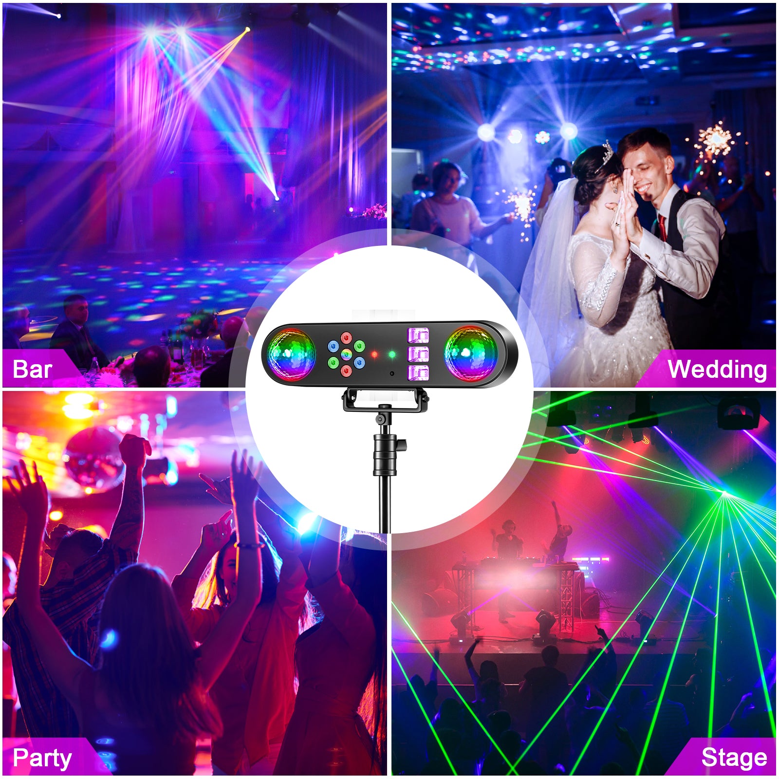2X DJ Partylicht Set mit Ständer Mobile DMX Bühnenbeleuchtung LED Disco Lichteffekt