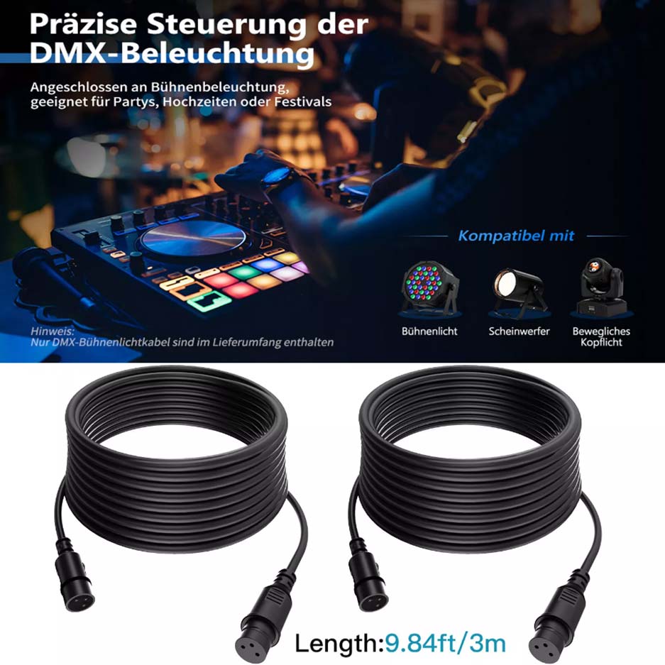 10XDMX-Kabel + 1X UV Par Lichteffekt