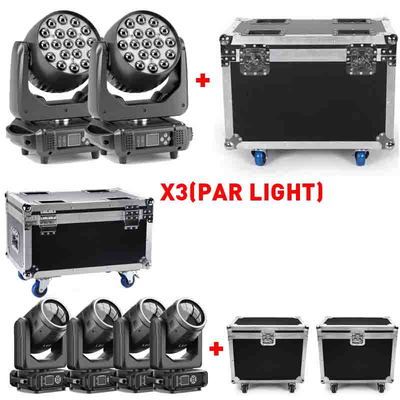 4PCS 250W LED MOVING HEAD LIGHT+2XCASE +2PCS 19LED ZOOM WASH LIGHT+CASE +3PCS CASE(FOR PAR)