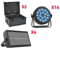 16PCS 6IN1 RGBWA+UV PAR LIGHT+4X 768LED Strobe Light+2x CASE