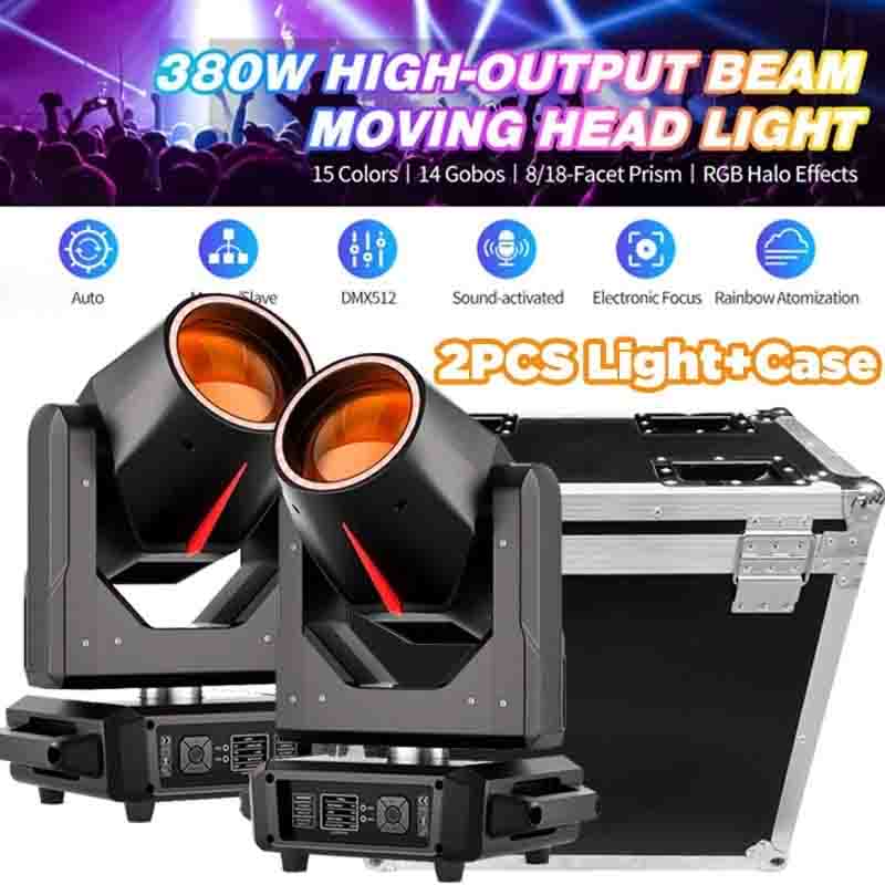 2PCS 380W MOVING HEAD BEAM LIGHT+FLIGHT CASE