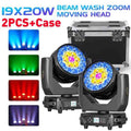 2PCS 19*20W LED Zoom Moving Head Stage Light RGBW DMX Beam Wash Lighting W/flight case