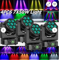 4PCS 7x50W LED Zoom Moving Head Stage Light RGBW DMX Beam Wash Lighting DJ Disco Bar