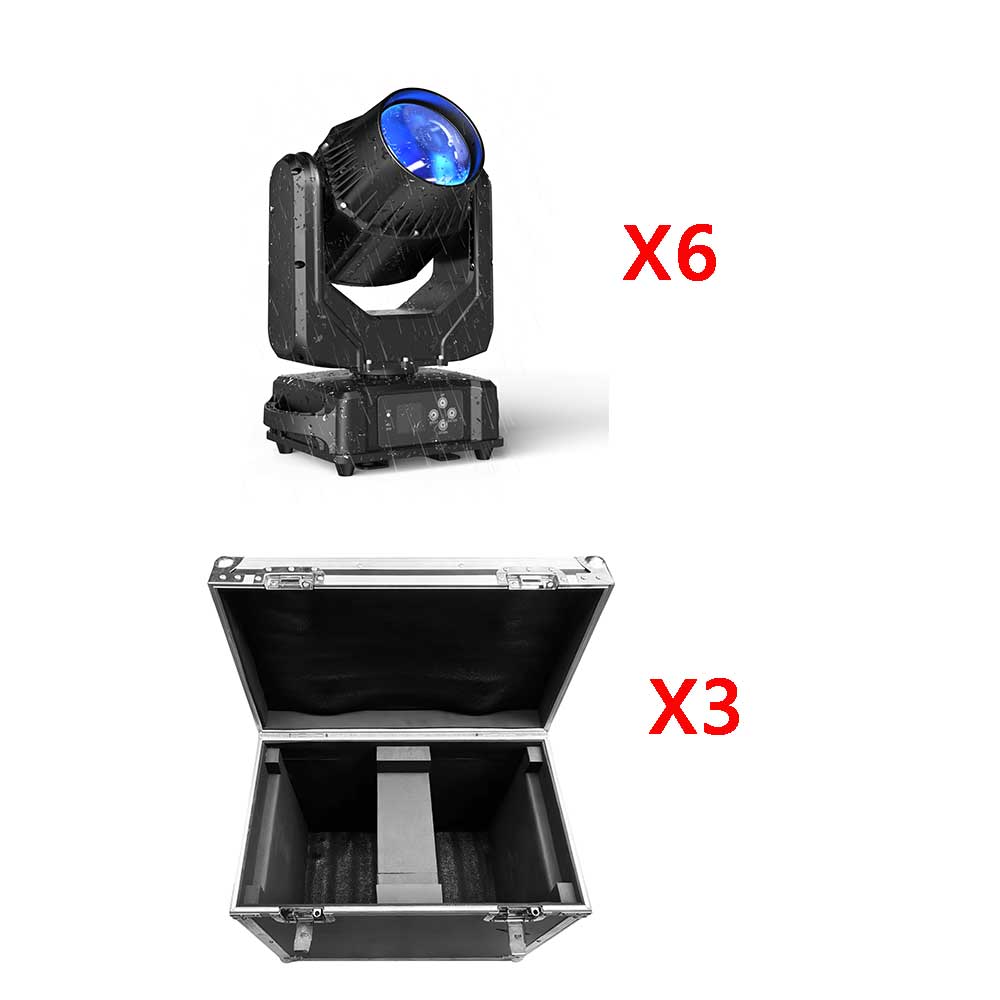 6stk IP65 250W Moving Head+3stk Flightcase（2-IN-1）FOR S
