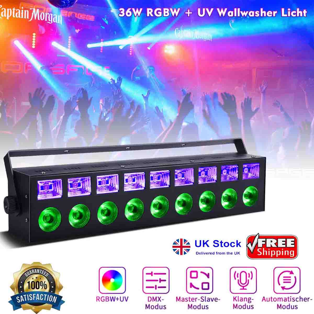 18LED UV+RGBW 100W Wall Washer Light Bracket