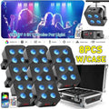 8PCS Rechargeable Stage Par Light Wireless 4LED RGBWA UV Uplights DJ Battery DMX APP W/Flight Case