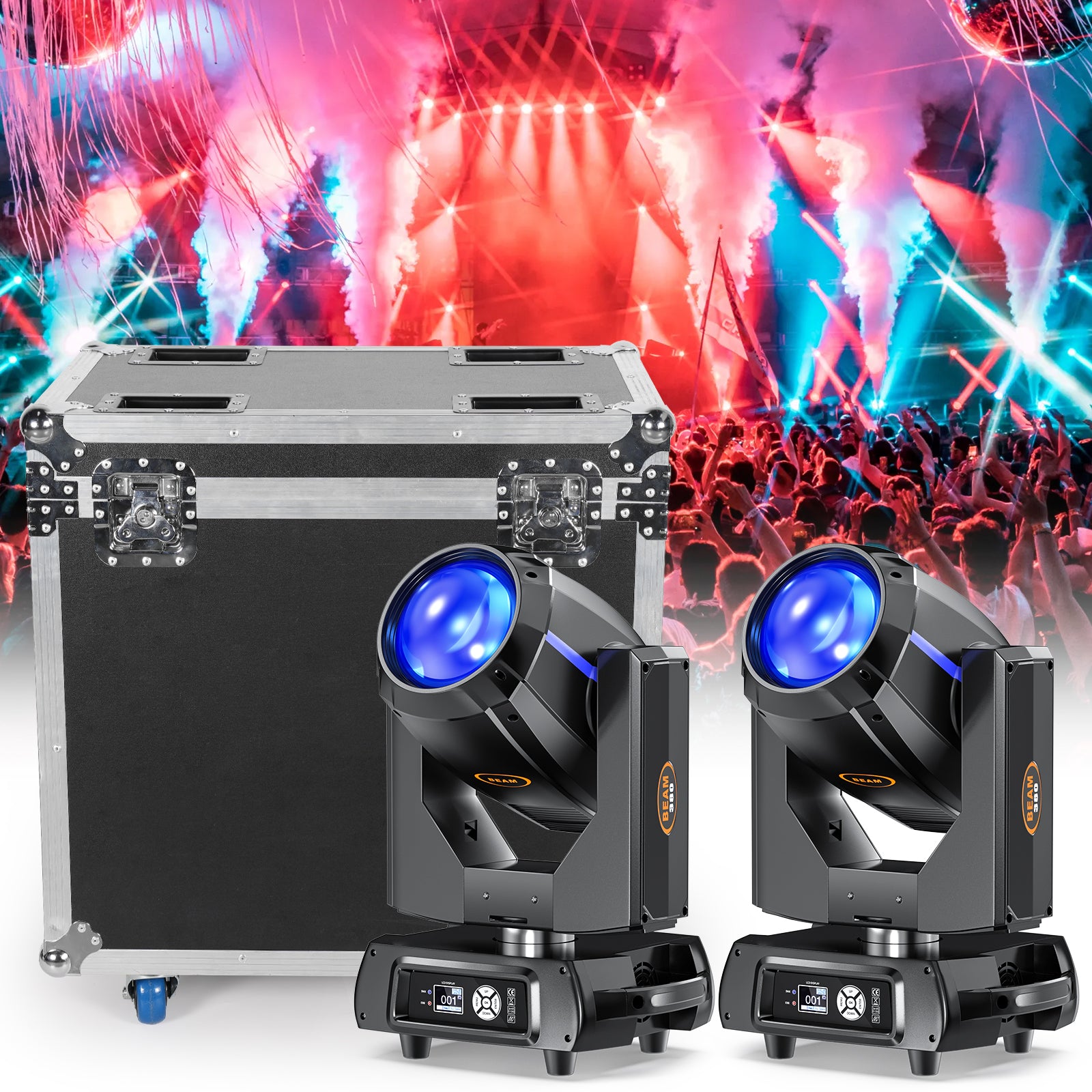 2stk Flightcase for 2pcs 20R Moving Head DMX  (NO including lights)