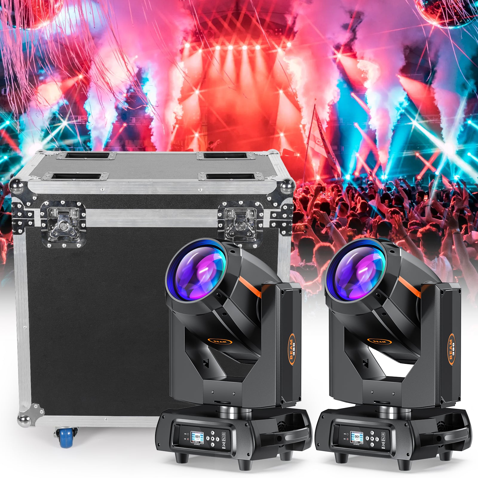 1stk Flightcase (NO including lights)  for 2x 380W DMX Moving Head Bar Party Show