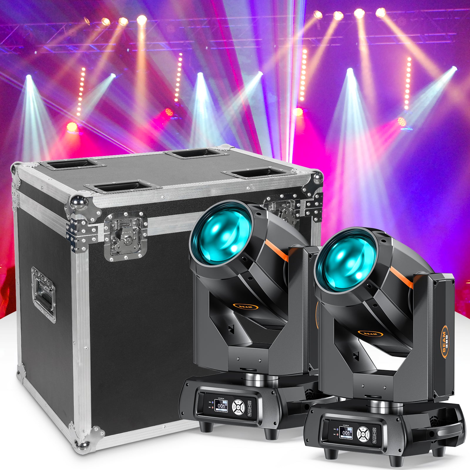2stk Flightcase for 2x 380W DMX Moving Head Bar Party Show （No Lights）