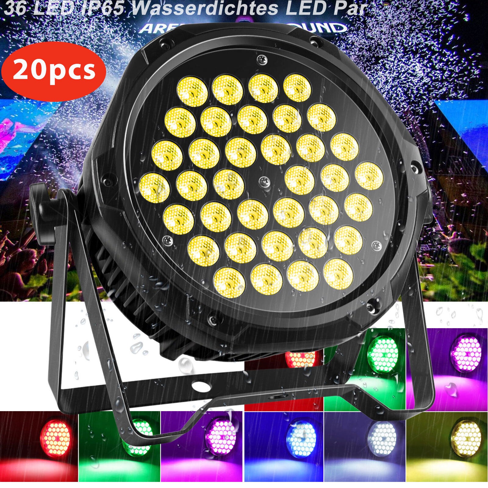 40pcs Wasserdichtes 36LED Par Strahler DMX RGBW IP65 DJ Garten Outdoor Party