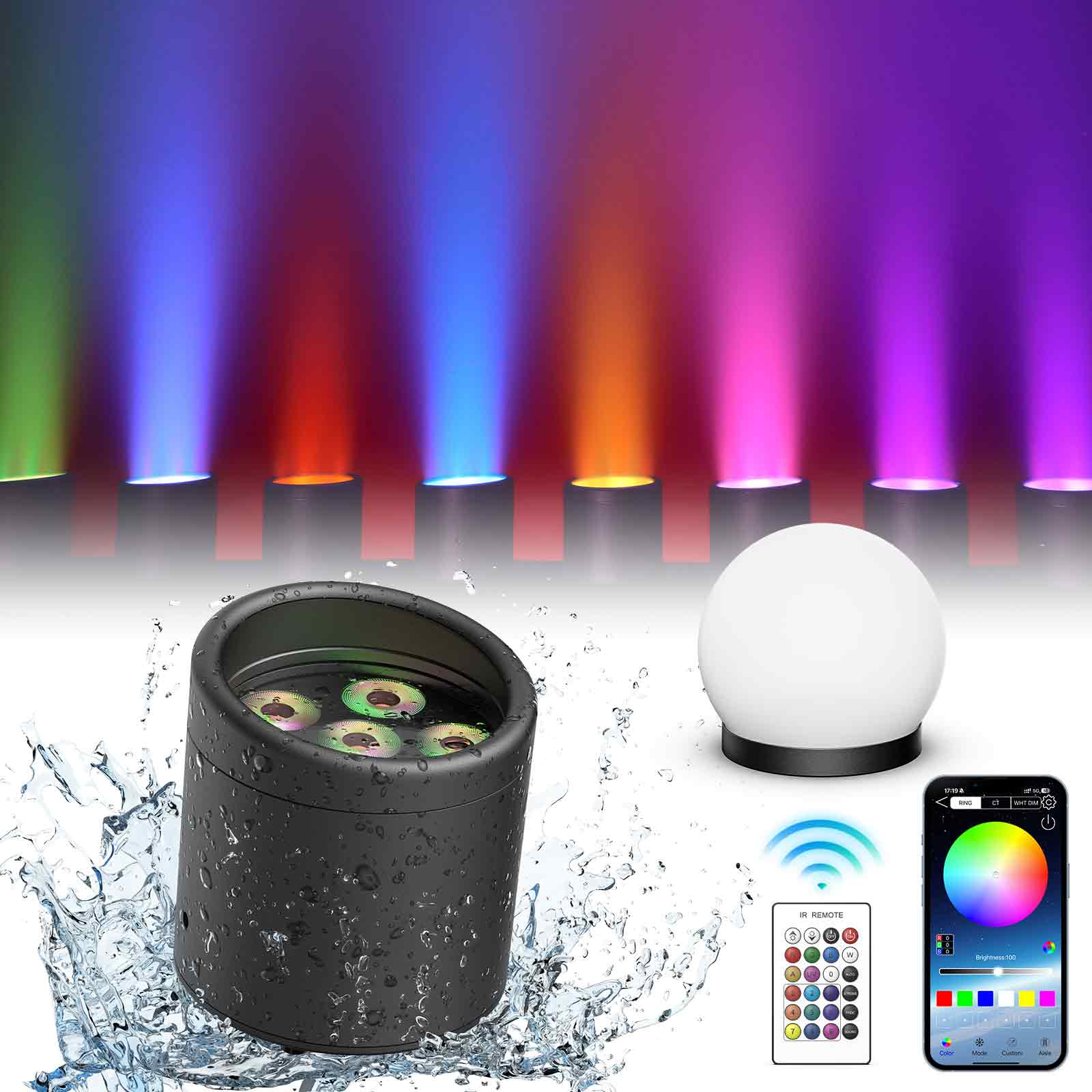 150W IP65 Akku RGBW+UV LED Par Scheinwerfer Fernbedienung/App/DMX Bühnenlicht (Copy)
