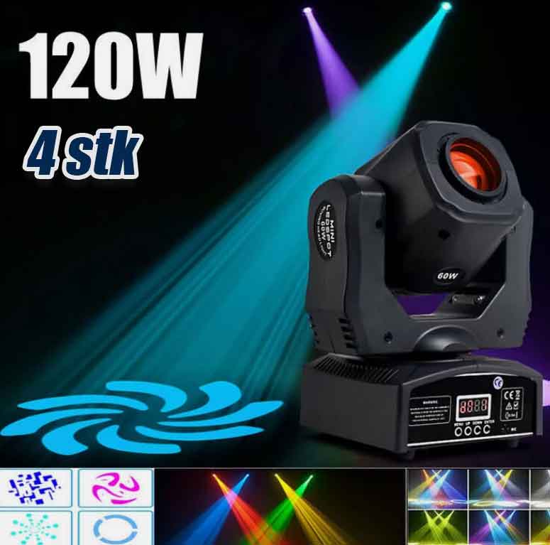 4stk 120W DMX Moving Head Licht DJ LED RGBW Gobo Bühnenbeleuchtung Disco Show Party