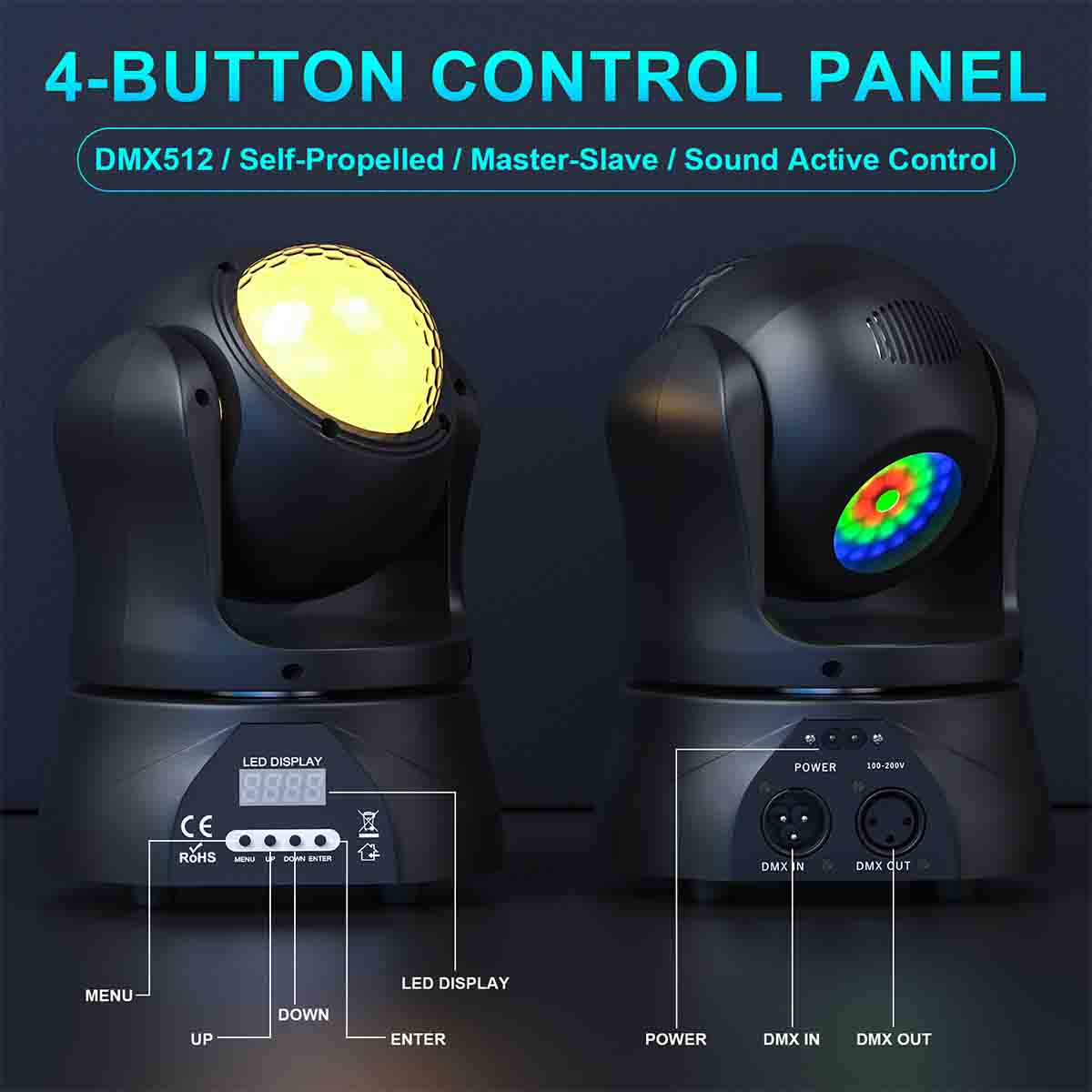 3PCS LED Double-sided Moving Head Stage Lights RGBW Spot Light Laser Effect DJ Event