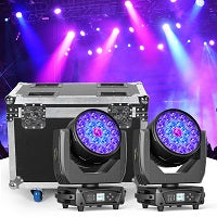 4PCS Zoom Wash Beam Moving Head Lights+2PCS Case