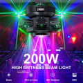 2x 200W Strobe Laser Moving Head RGBW Beam Bühnenlicht DMX DJ Party mit 6Lichtarmen