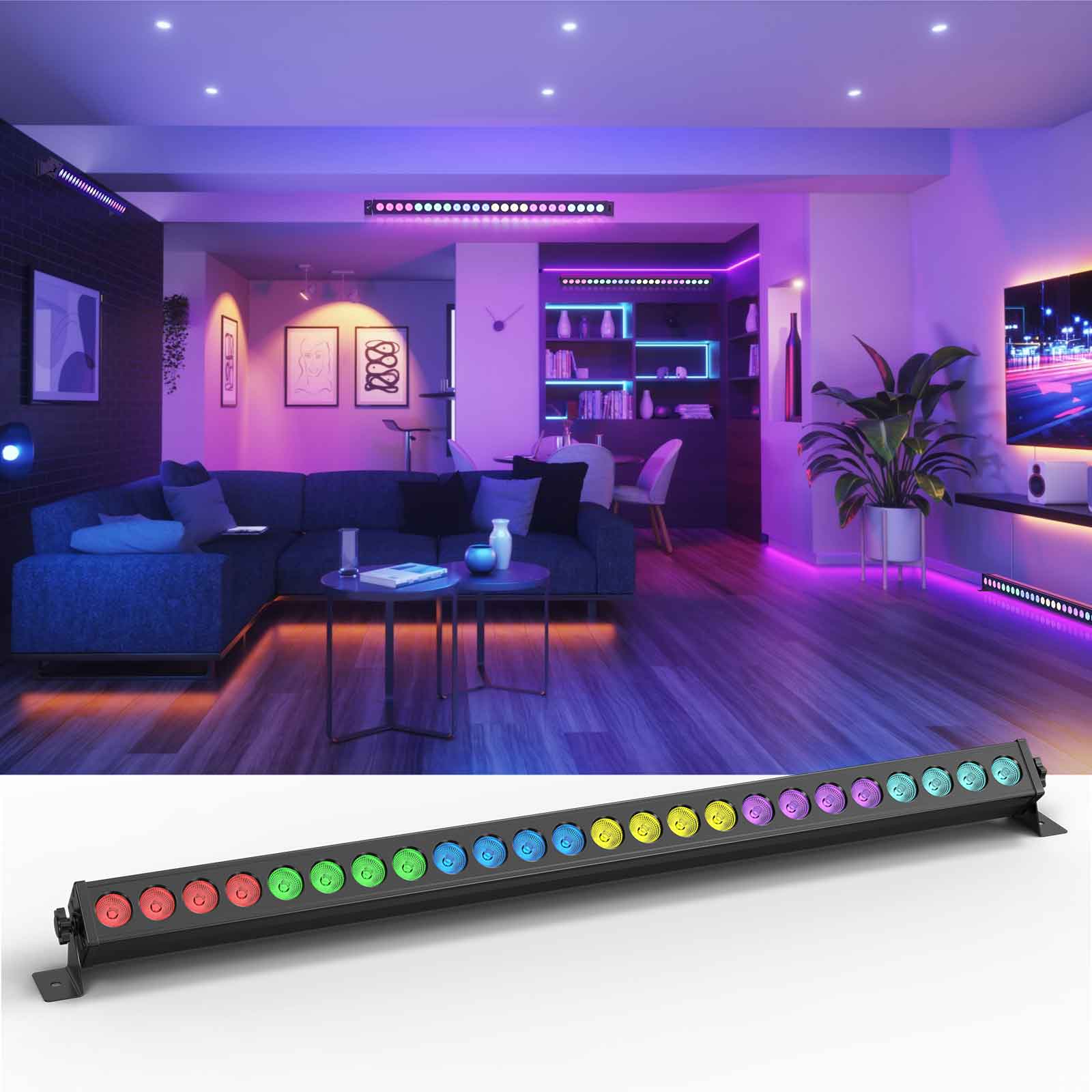 4Stk 24 LED Wallwasher Licht RGBW DMX DJ Bar Bühnenlicht Partylicht
