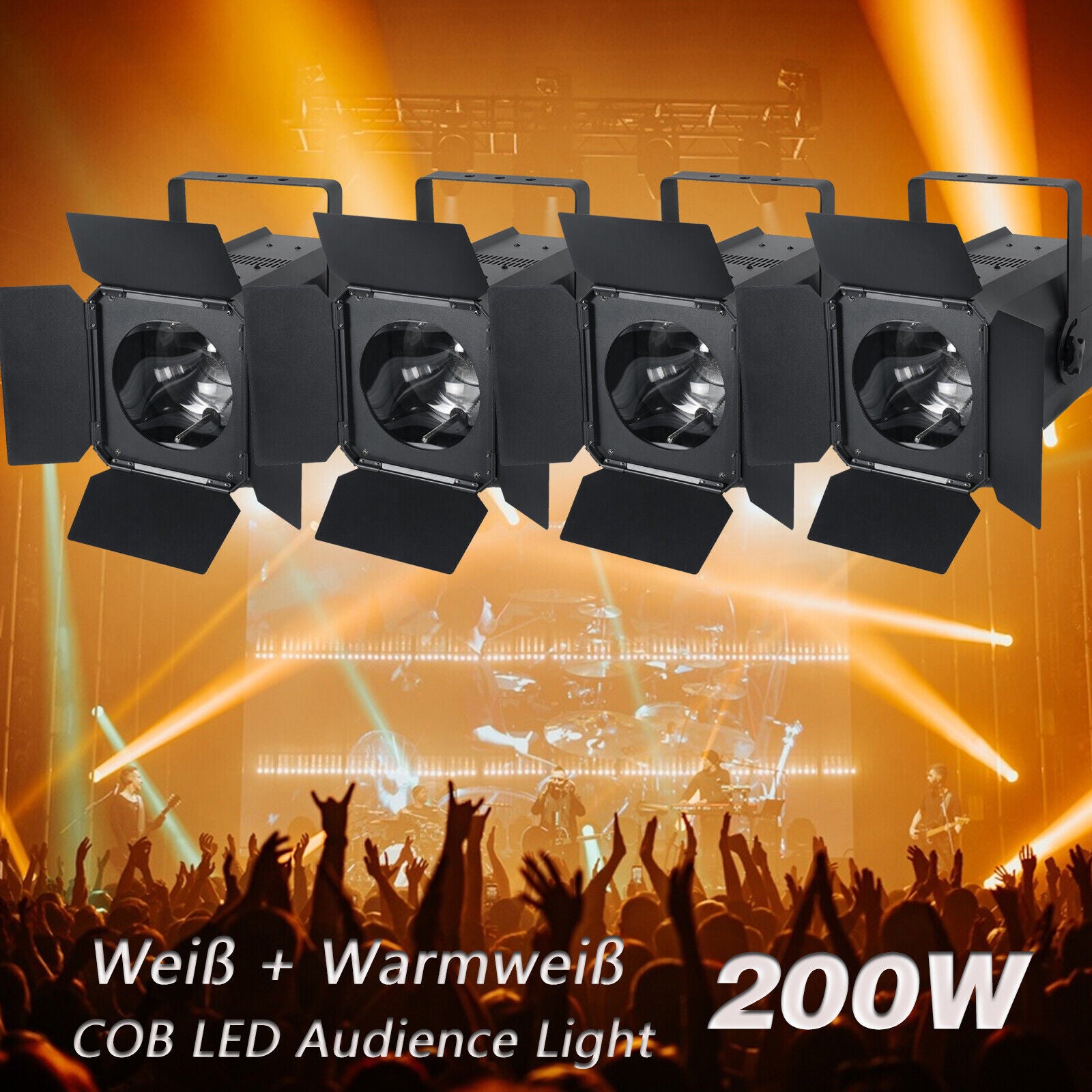 4pcs 200W COB LED Par Strahler Zoomable DMX Bühnenlicht Weiß/Warmweiß Scheinwerfer